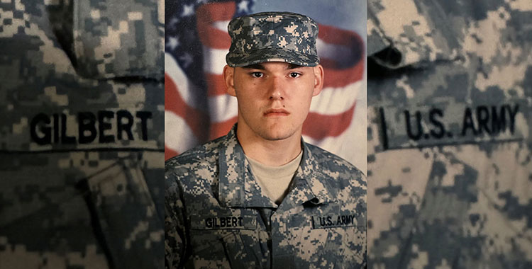 A photo of Cameron Gilbert in a military uniform.